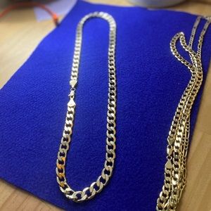 14k 20” 6mm Cuban flat cut curb link vermeil .925 (beveled edge)